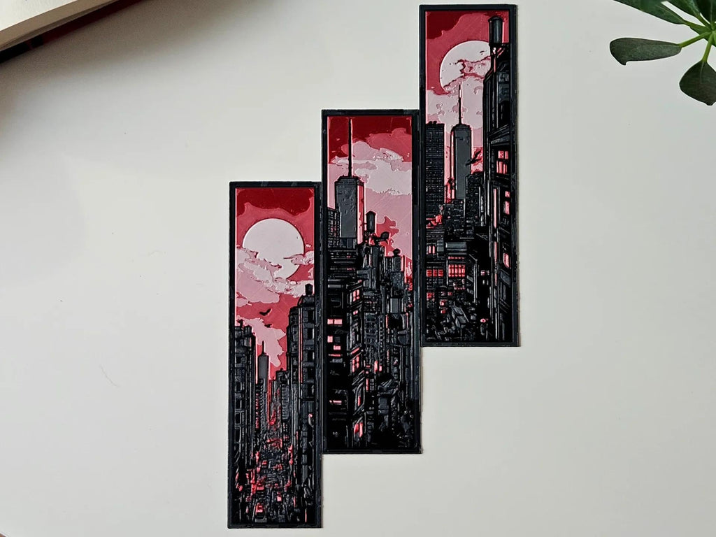 3D Printed Cityscape Bookmark Set: Unique PLA Reader Gifts