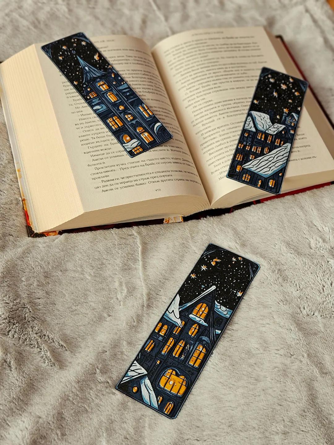3D Printed Christmas Bookmarks: Winter Village Set