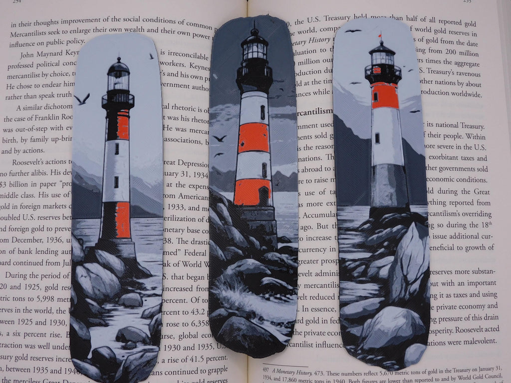 Lighthouse Bookmarks: Coastal Nautical Set, 3D Printed