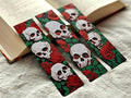 Dark Academia Bookmark Collection Gothic Skull Design Rose Floral Pattern Book Lover Essential Reading Accessories Premium Gift Set Halloween Theme Decoration Beautiful Dark Style Details Perfect Literature Present Durable Book Organization