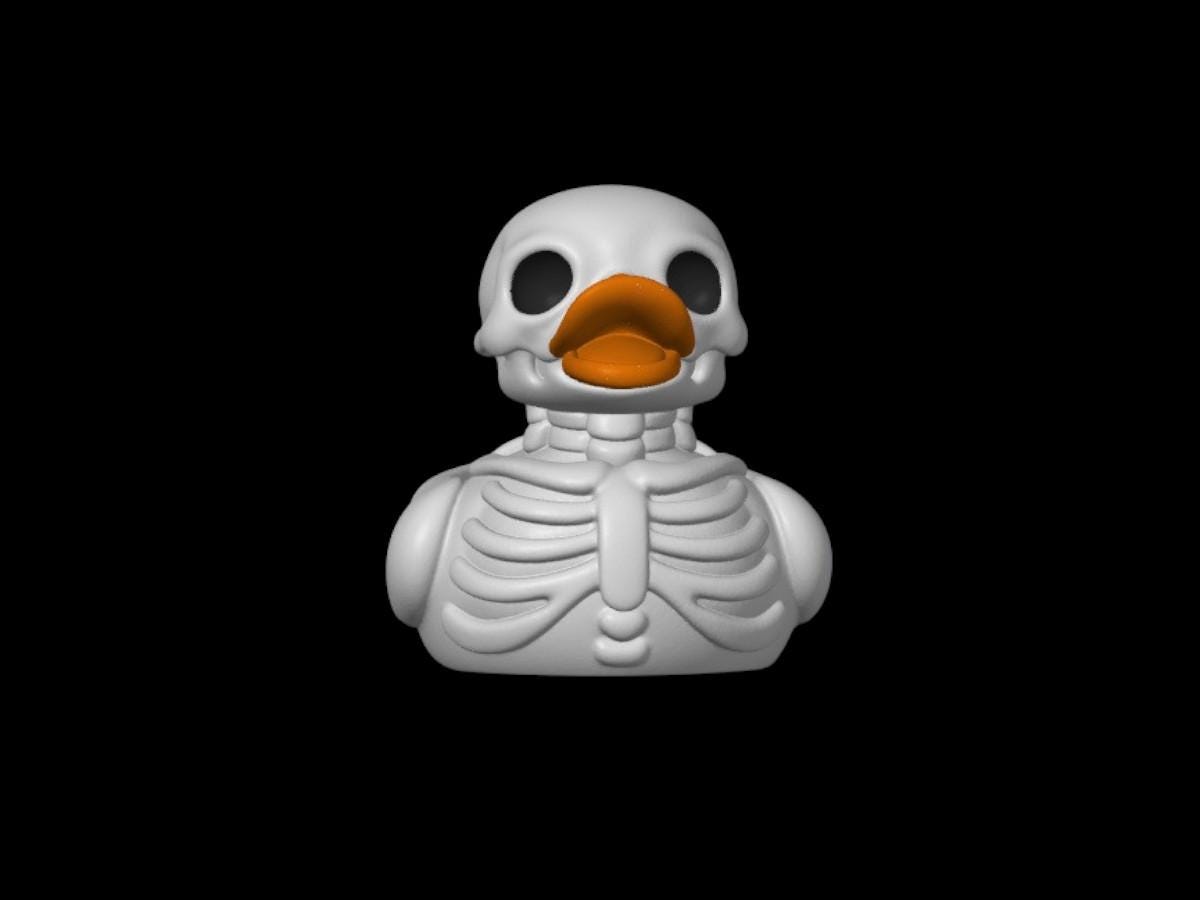 Skeleton Duck Figurine Display Stand Alone Decoration Gothic Style Car Accessory Desk Decor Halloween Item Spooky Design Scary Ornament