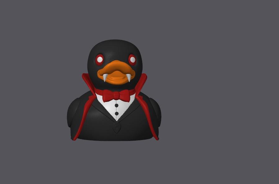 Vampire Duck Figure Display Stand Desk Decoration Gothic Style Halloween Decor Spooky Gift Horror Themed Monster Toy Bath Duck Dracula Set