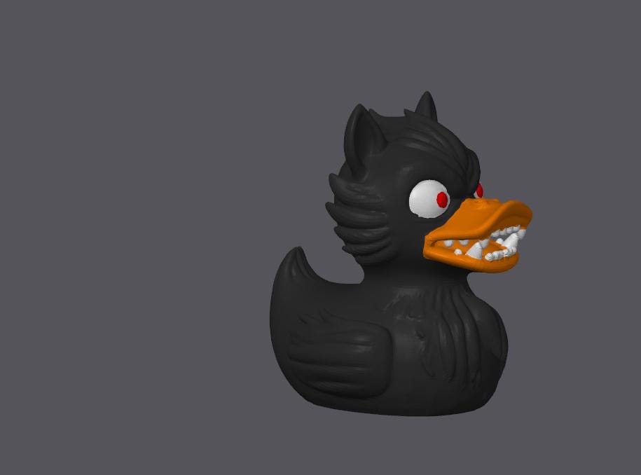 Werewolf Duck Monster Wolf  Black, Brown or Grey Dashboard Buddy 3D Printed