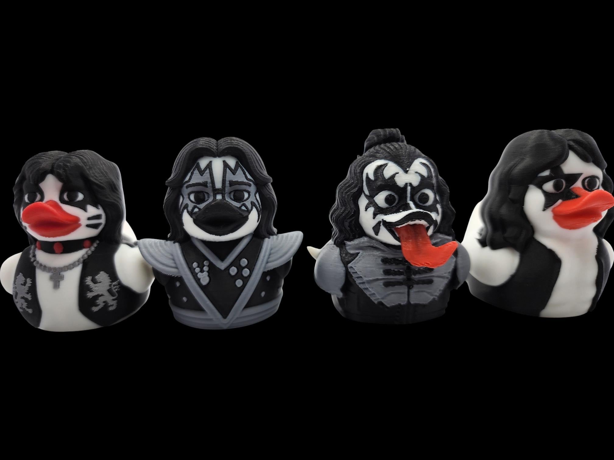 Kiss Inspired  Duck Figurine Display Item For Collector Band Decoration Desk Accessory Black White  Rock Statue Shelf