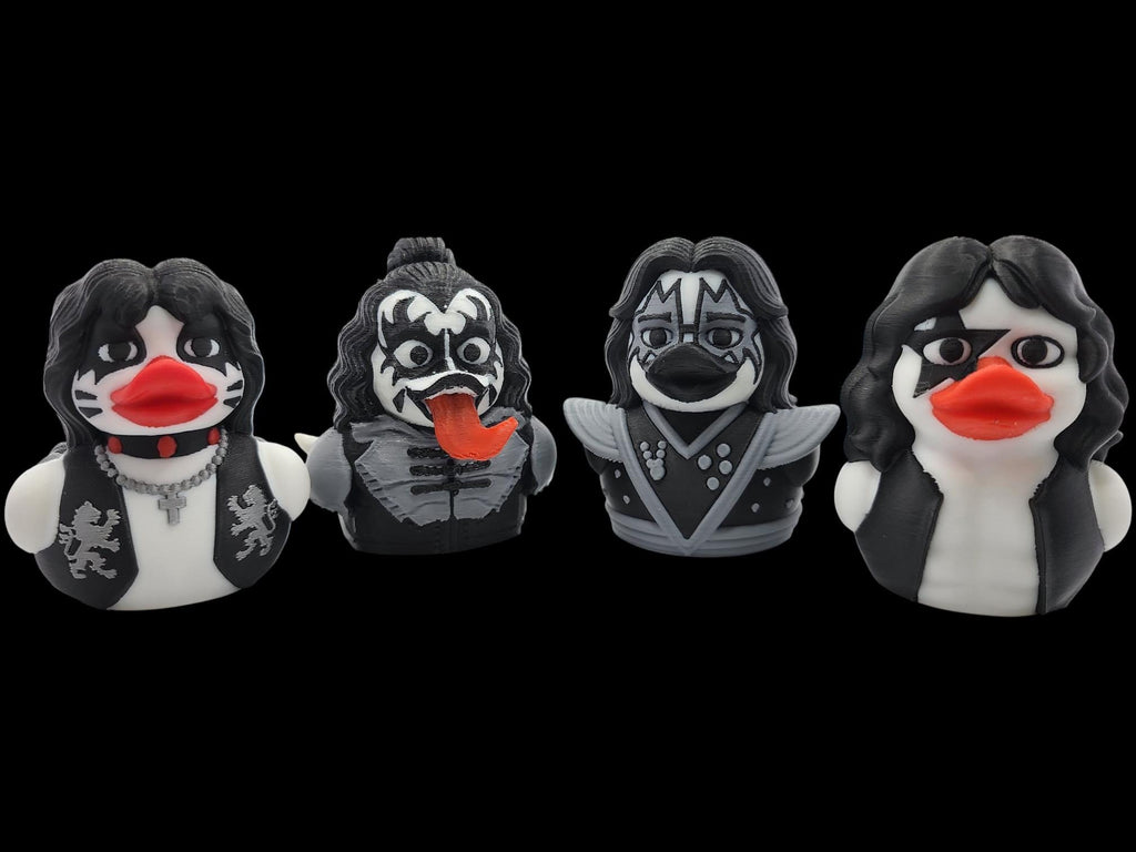 Kiss Inspired  Duck Figurine Display Item For Collector Band Decoration Desk Accessory Black White  Rock Statue Shelf