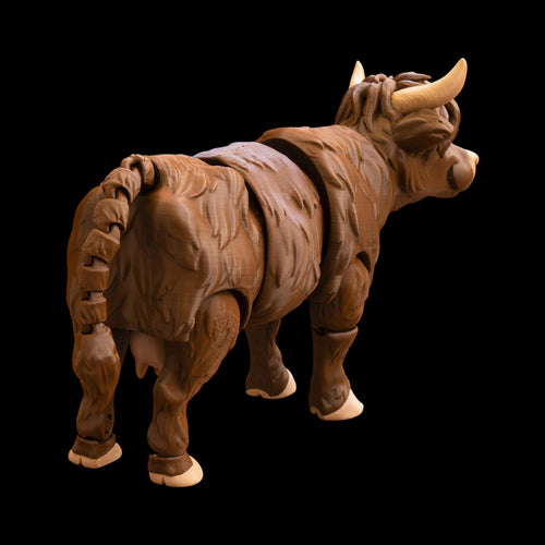Desk Accessory Highland Cow Figurine Office Decoration Display Piece Farm Animal Collection Articulating Flexible Design Poseable Figure Toy PLA Filament 3D Printed Model Multiple Colors Available Desktop Organizer Conversation Starter