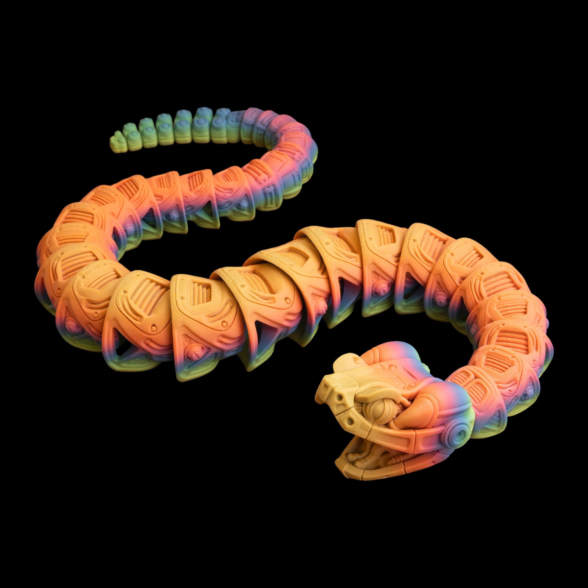 Articulated Robo-Rattler Snake Figure Desk Toy Model Realistic Reptile Display Piece Office Decoration Bendable Design Item Fidget Stress