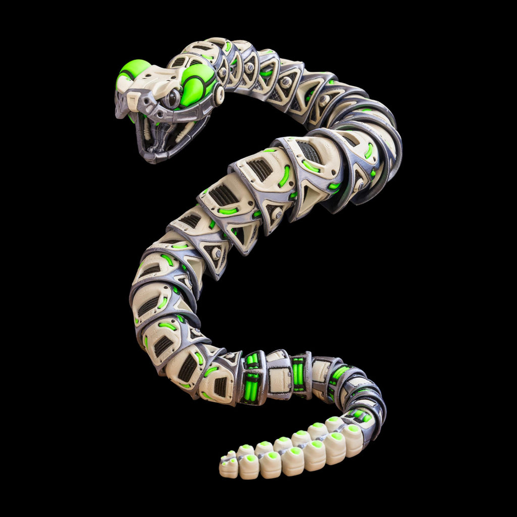 Articulated Robo-Rattler Snake Figure Desk Toy Model Realistic Reptile Display Piece Office Decoration Bendable Design Item Fidget Stress