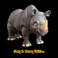 Articulated Rhinoceros Toy Animal Figure Joint Design Desk Decoration Display Piece Collectible Item Grey Model Safari Movable Sculpture