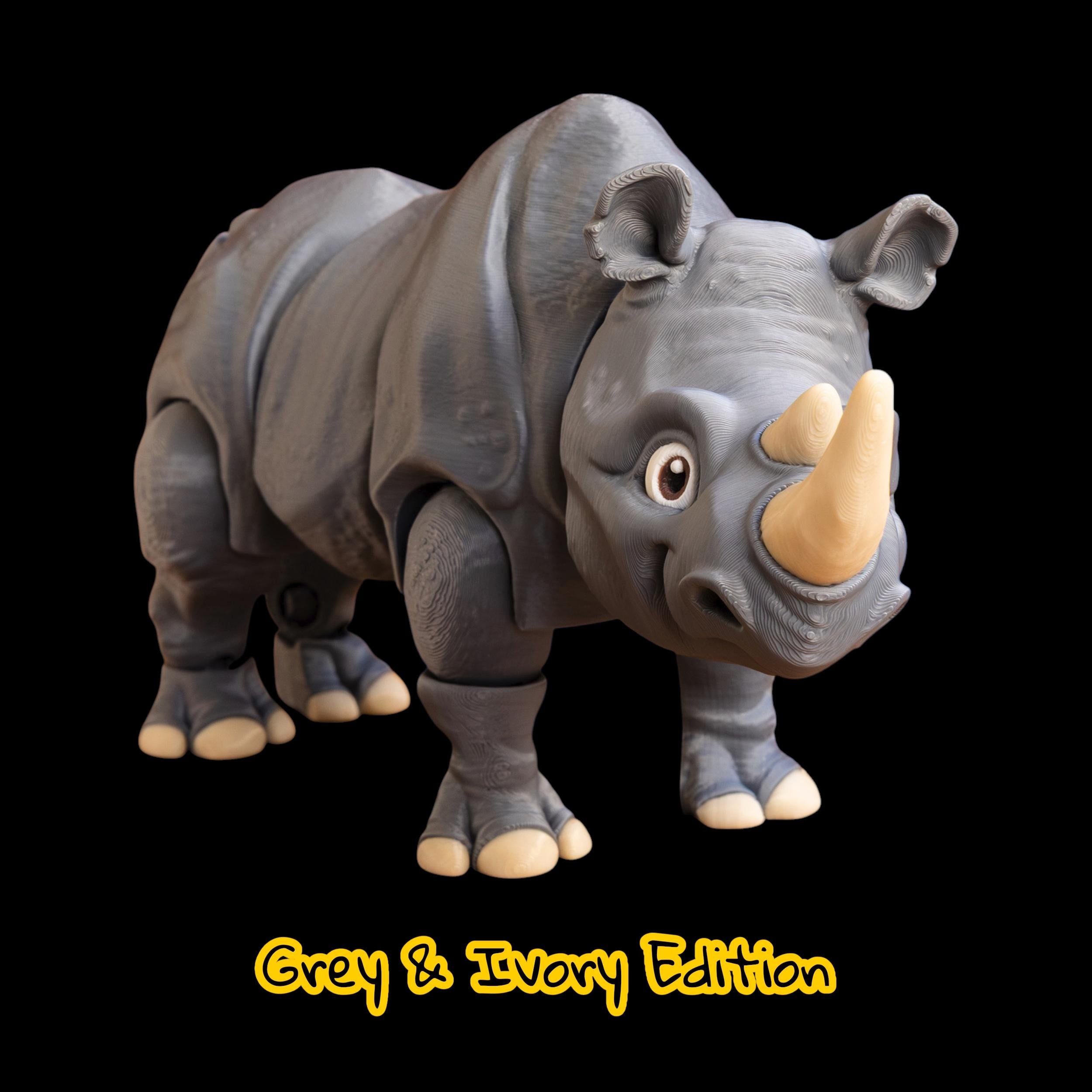 Articulated Rhinoceros Toy Animal Figure Joint Design Desk Decoration Display Piece Collectible Item Grey Model Safari Movable Sculpture