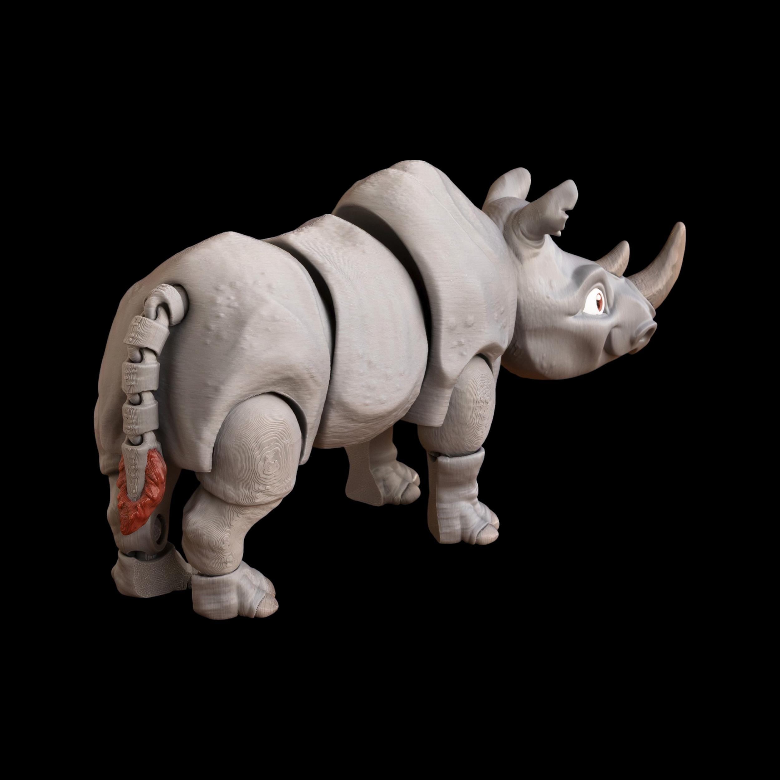 Articulated Rhinoceros Toy Animal Figure Joint Design Desk Decoration Display Piece Collectible Item Grey Model Safari Movable Sculpture