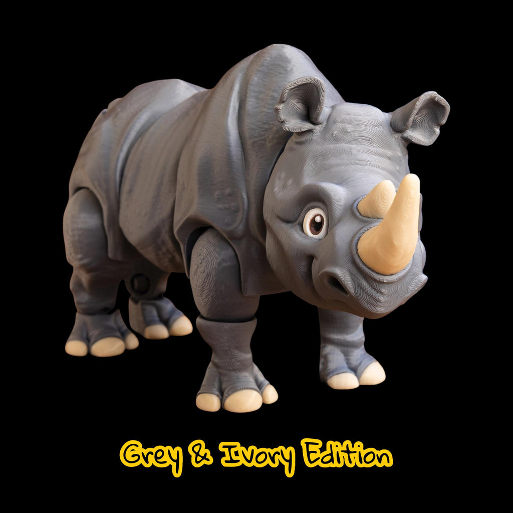 Articulated Rhinoceros Toy Animal Figure Joint Design Desk Decoration Display Piece Collectible Item Grey Model Safari Movable Sculpture