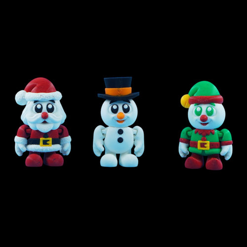 Christmas Articulated Figure Movable Parts Holiday Decoration Desktop Ornament Festive Character Toy Dangling Feet Design Santa Snowman Elf Collection Posable Christmas Figurines Novelty Desk Display Winter Holiday Decor 3D Printed Creation