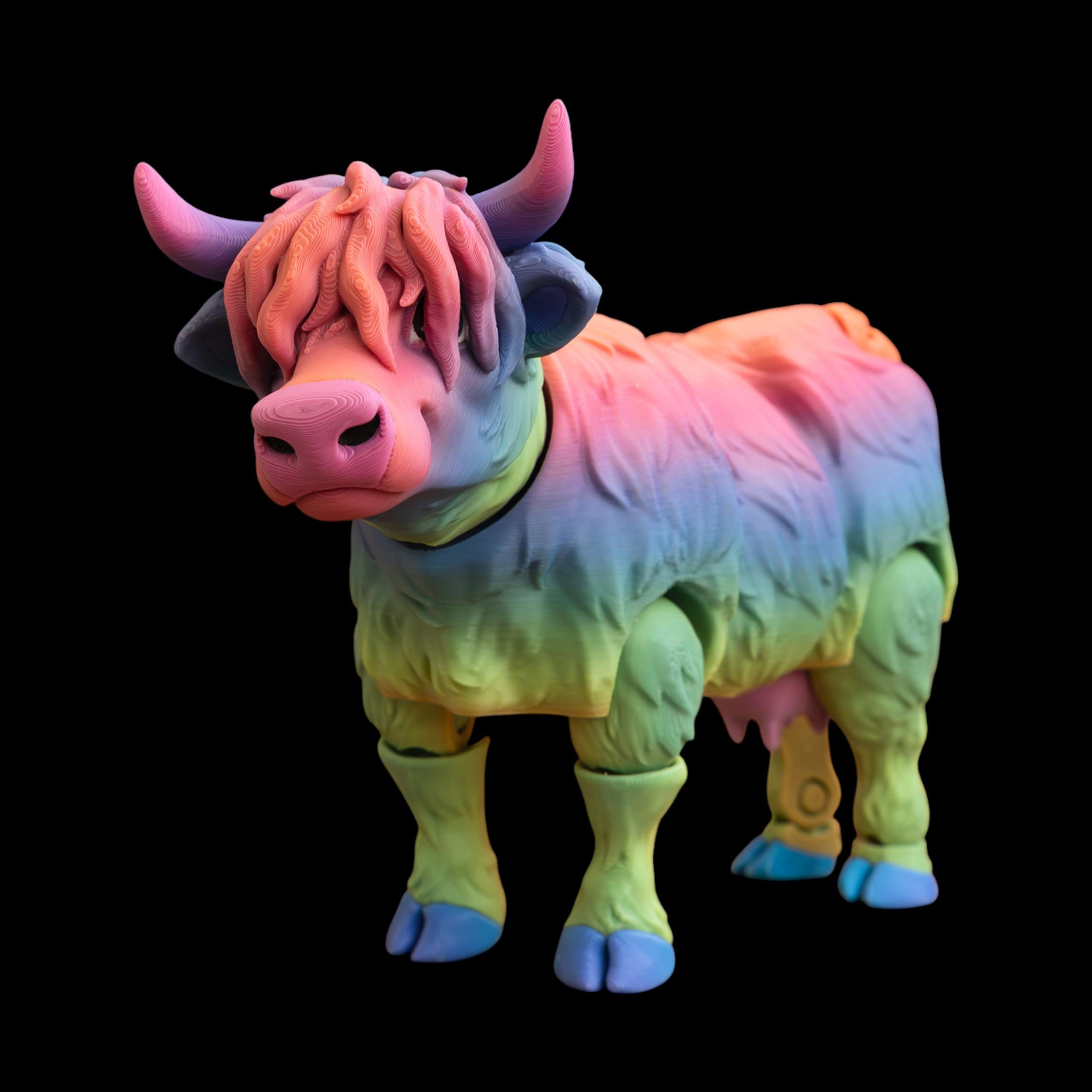 Highland Cow Figurine Desk Accessory Farm Animal Figure Toy Articulating Design Flexible Poseable Decoration Office Display Cattle