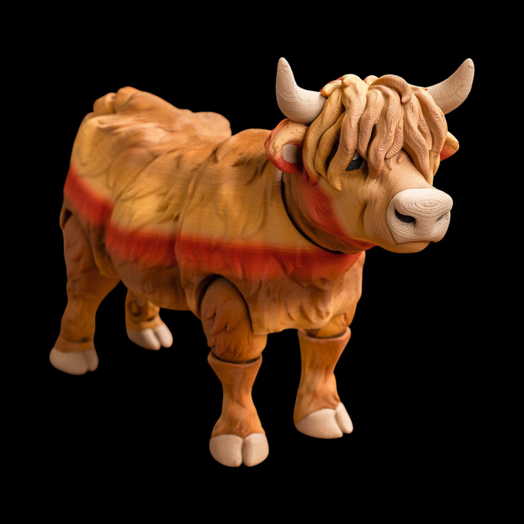 Highland Cow Figurine Desk Accessory Farm Animal Figure Toy Articulating Design Flexible Poseable Decoration Office Display Cattle