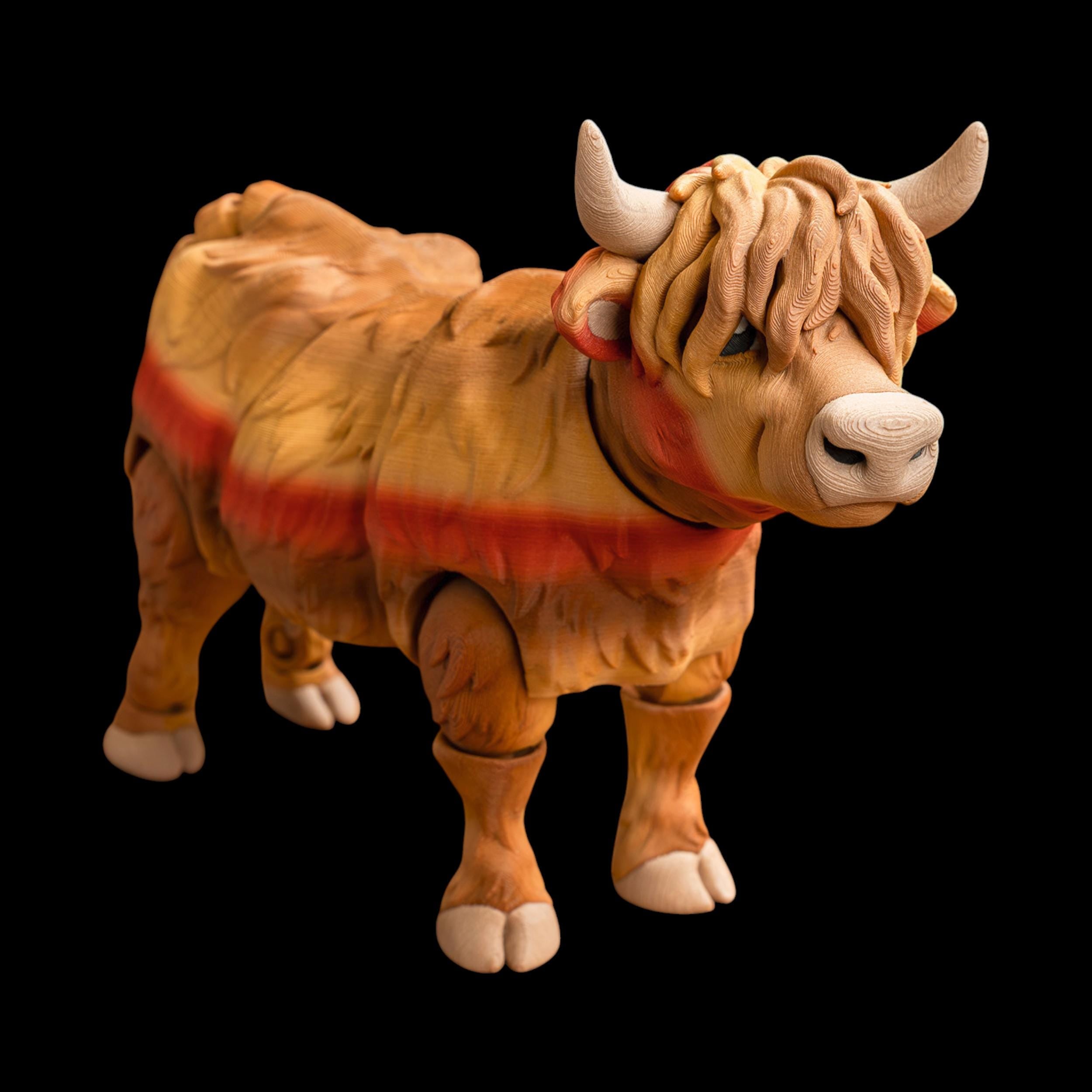 Highland Cow Figurine Desk Accessory Farm Animal Figure Toy Articulating Design Flexible Poseable Decoration Office Display Cattle
