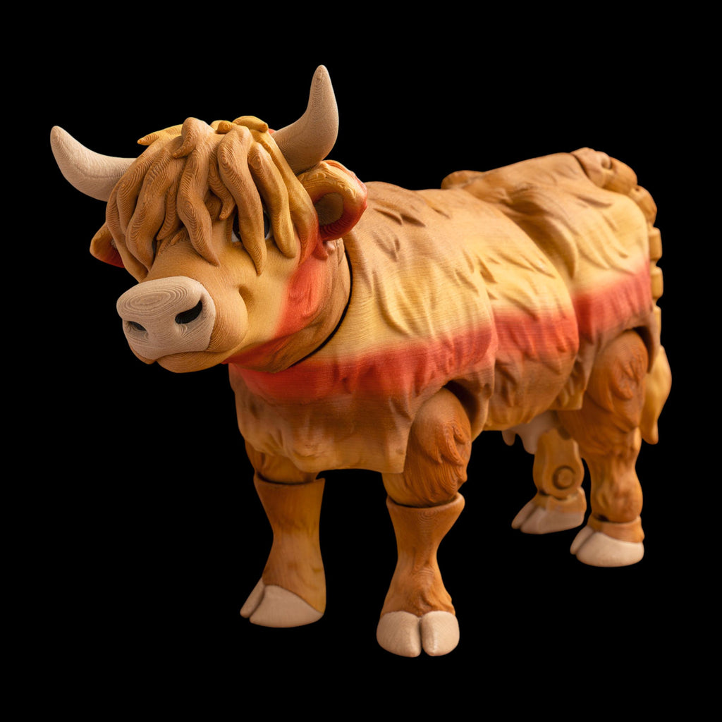 Highland Cow Figurine Desk Accessory Farm Animal Figure Toy Articulating Design Flexible Poseable Decoration Office Display Cattle