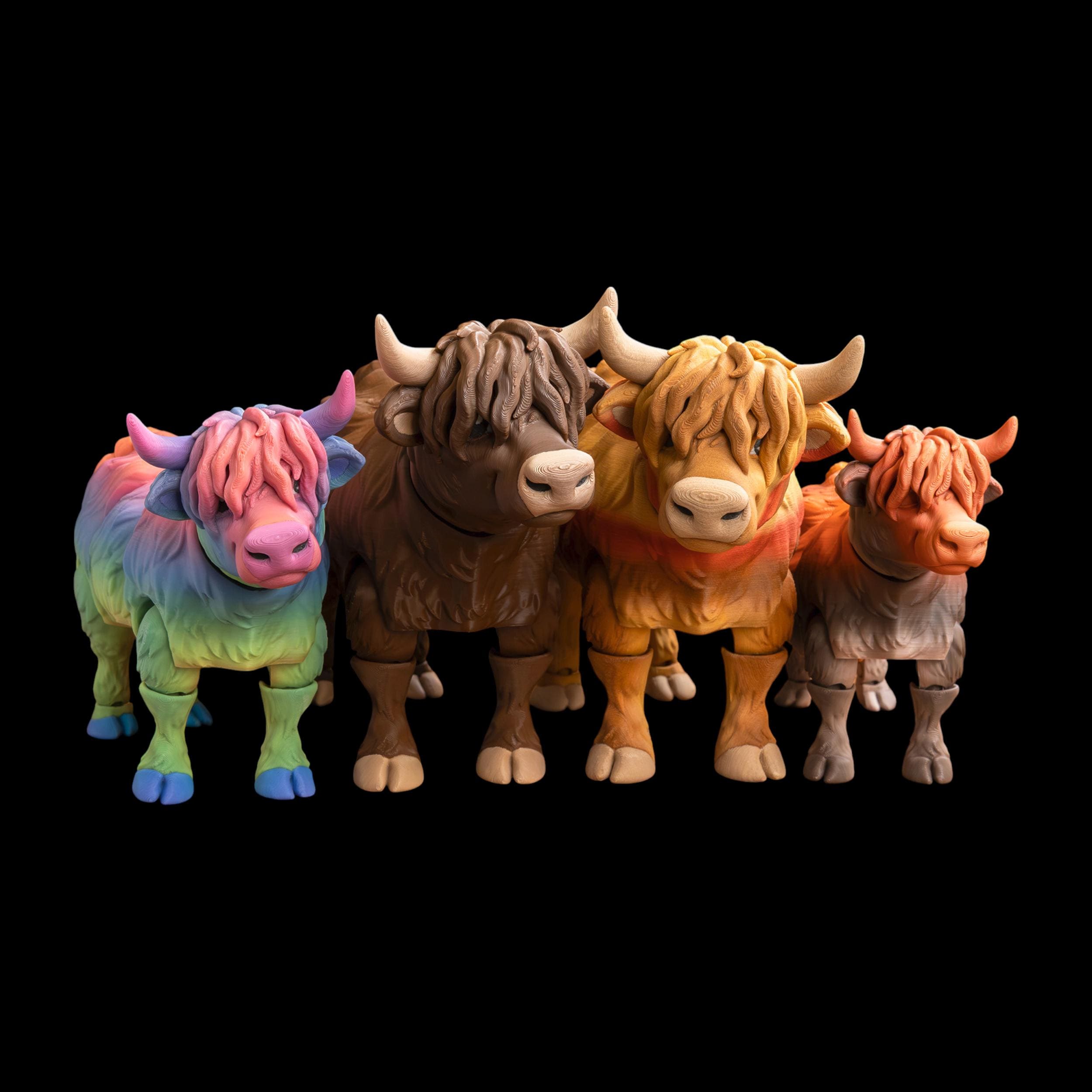 Highland Cow Figurine Desk Accessory Farm Animal Figure Toy Articulating Design Flexible Poseable Decoration Office Display Cattle
