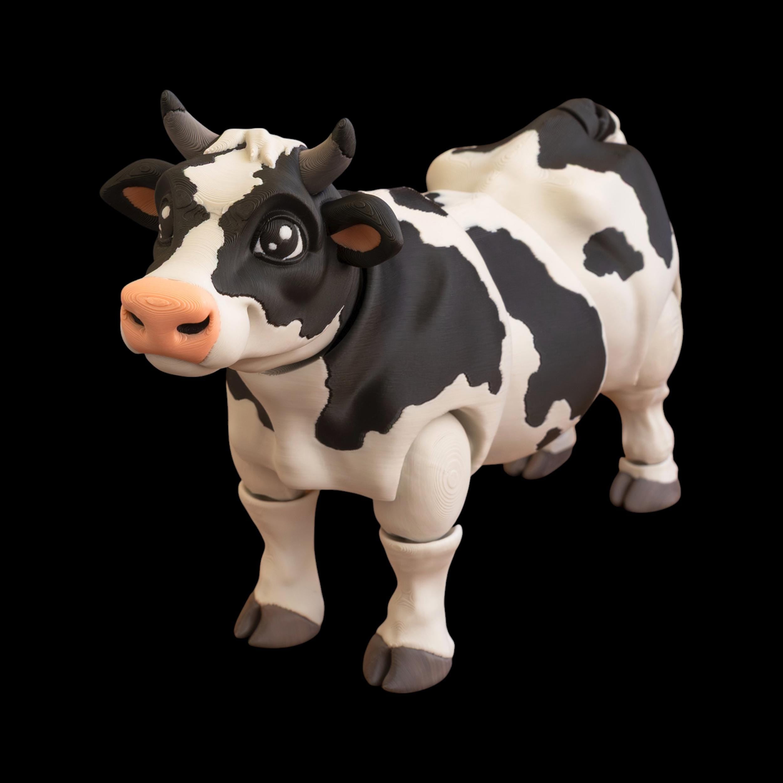 Articulated Holstein Cow Toy Farm Animal Figure Collectible Desk Decoration Black White Holstein Cow Figurine Movable Joint Design Fidget