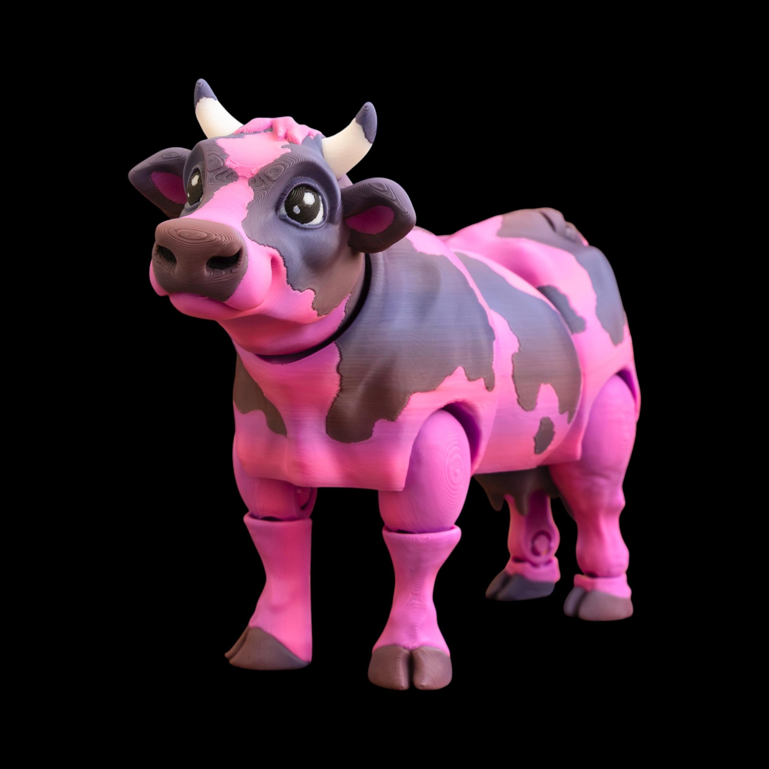 Articulated Holstein Cow Toy Farm Animal Figure Collectible Desk Decoration Black White Holstein Cow Figurine Movable Joint Design Fidget