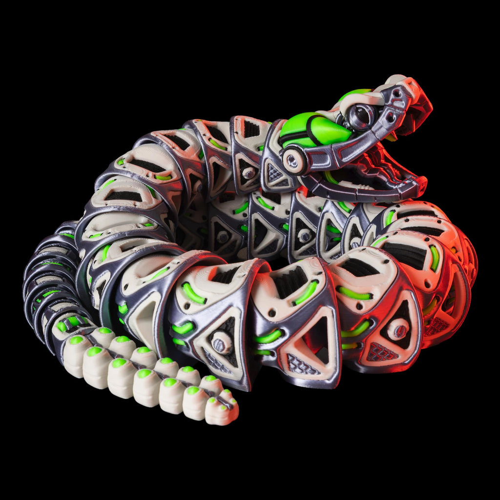 Articulated Robo-Rattler Snake Figure Desk Toy Model Realistic Reptile Display Piece Office Decoration Bendable Design Item Fidget Stress