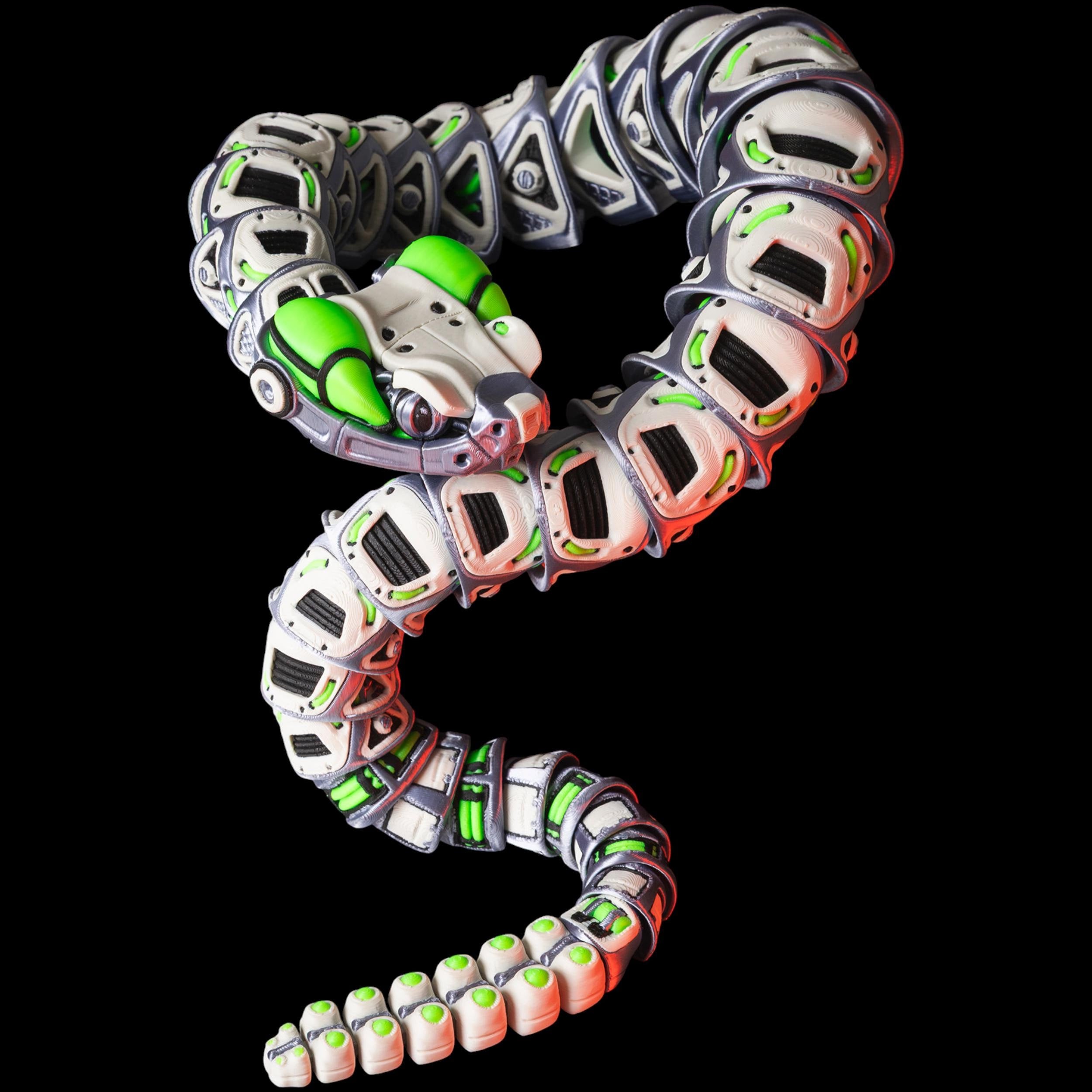 Articulated Robo-Rattler Snake Figure Desk Toy Model Realistic Reptile Display Piece Office Decoration Bendable Design Item Fidget Stress