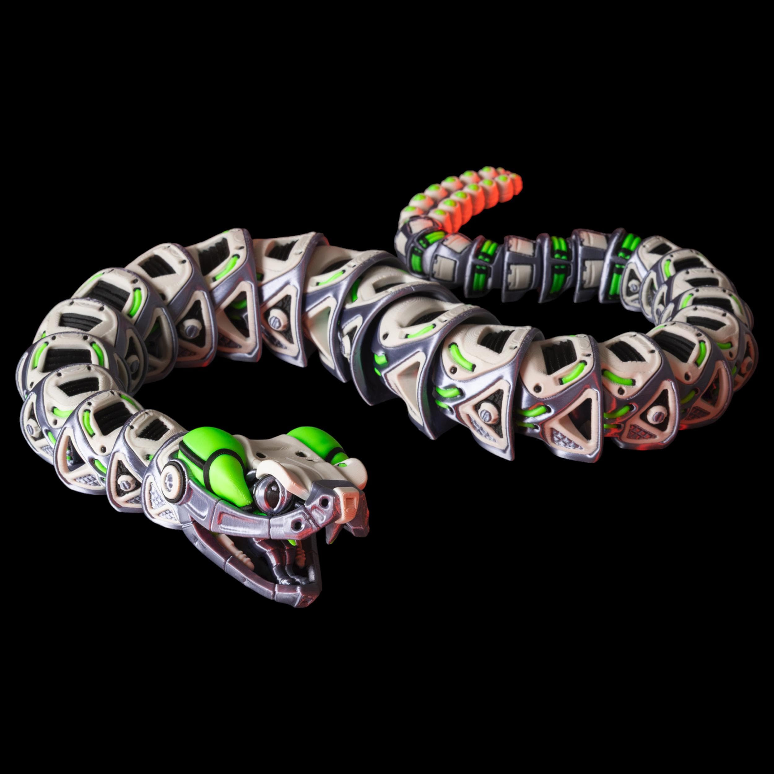 Articulated Robo-Rattler Snake Figure Desk Toy Model Realistic Reptile Display Piece Office Decoration Bendable Design Item Fidget Stress