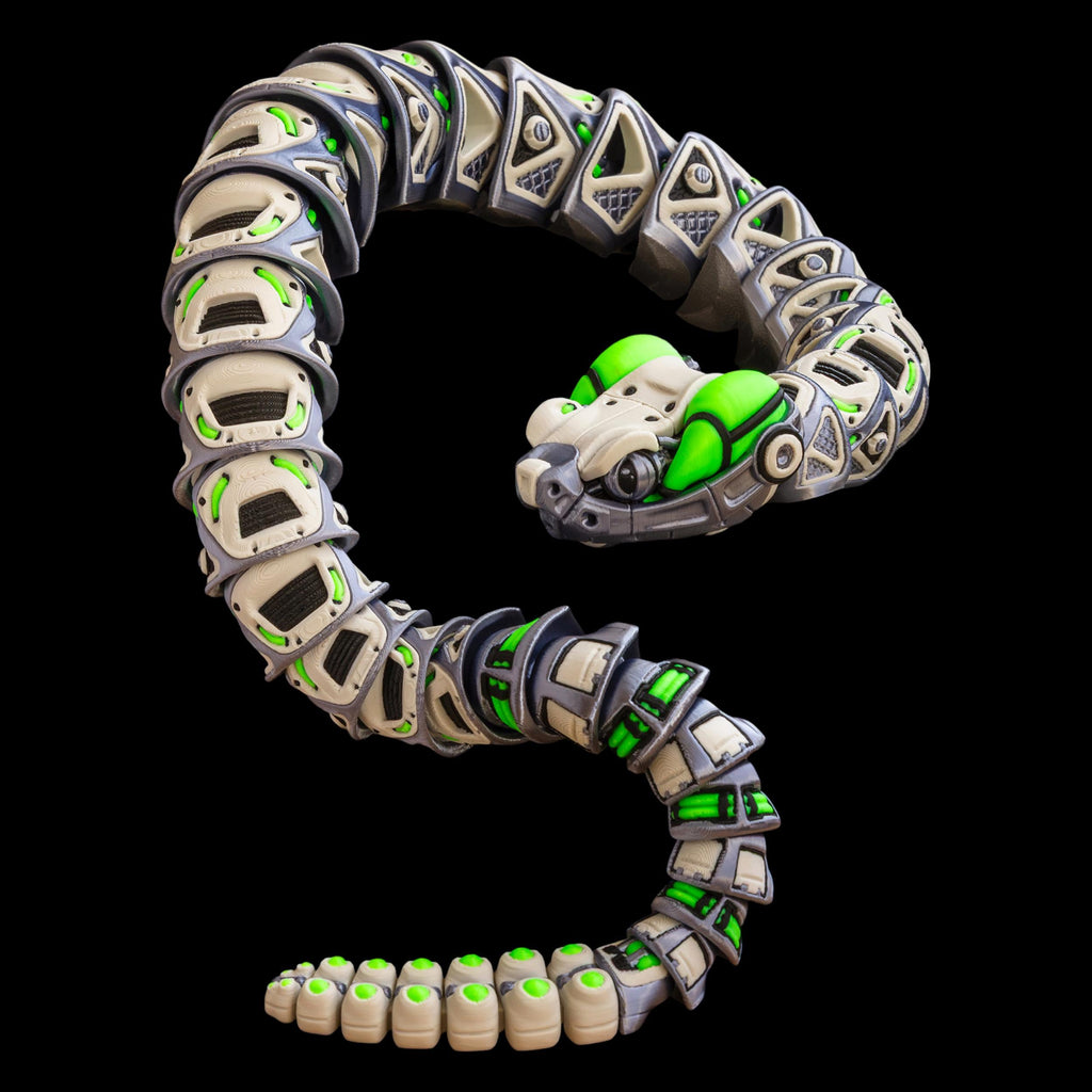 Articulated Robo-Rattler Snake Figure Desk Toy Model Realistic Reptile Display Piece Office Decoration Bendable Design Item Fidget Stress