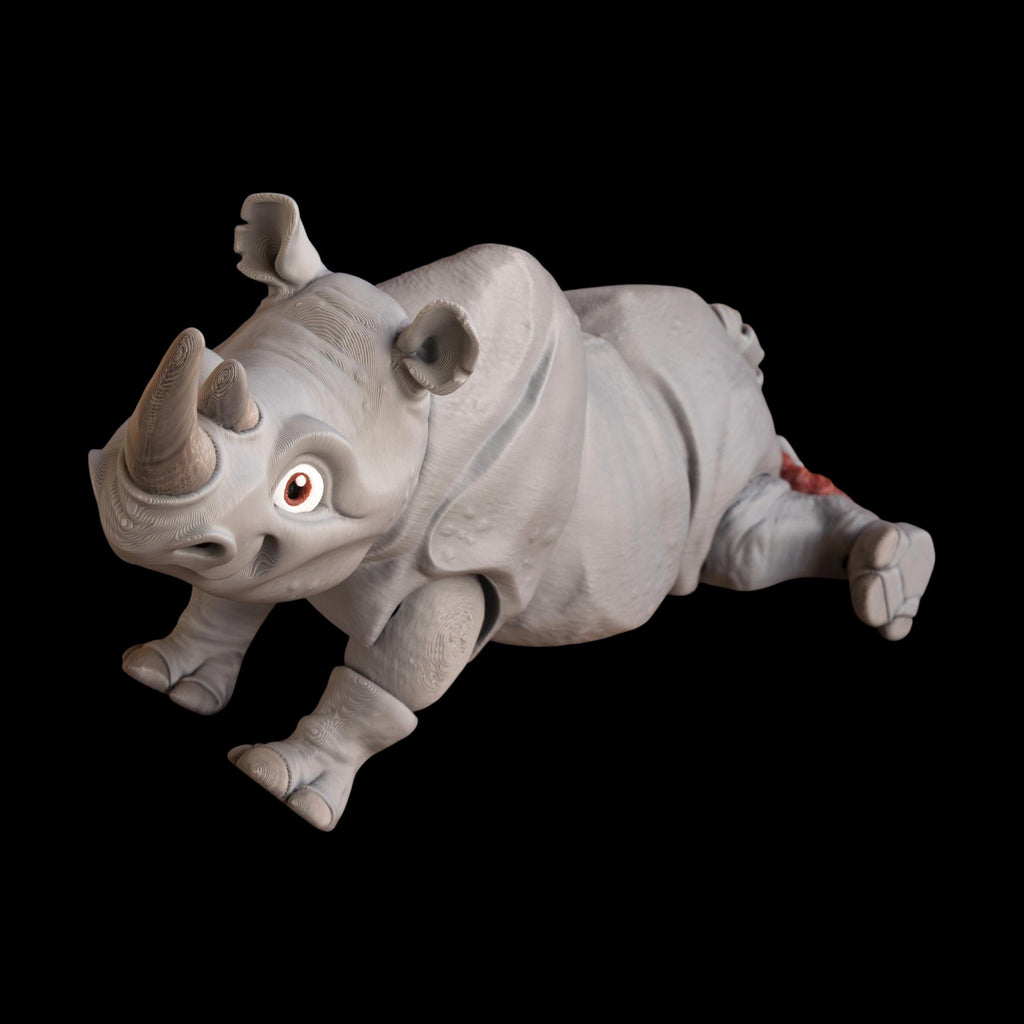 Articulated Rhinoceros Toy Animal Figure Joint Design Desk Decoration Display Piece Collectible Item Grey Model Safari Movable Sculpture