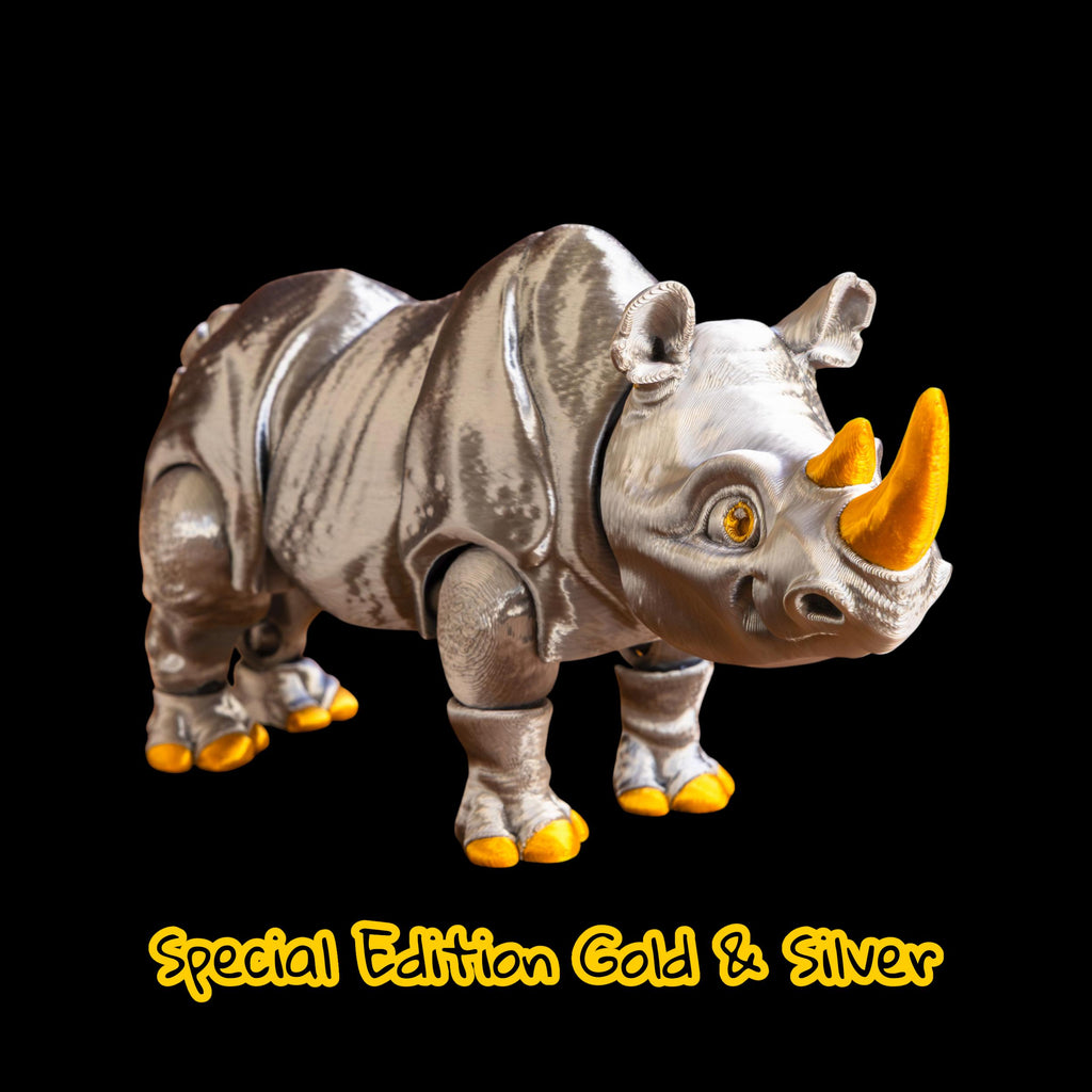 Articulated Rhinoceros Toy Animal Figure Joint Design Desk Decoration Display Piece Collectible Item Grey Model Safari Movable Sculpture