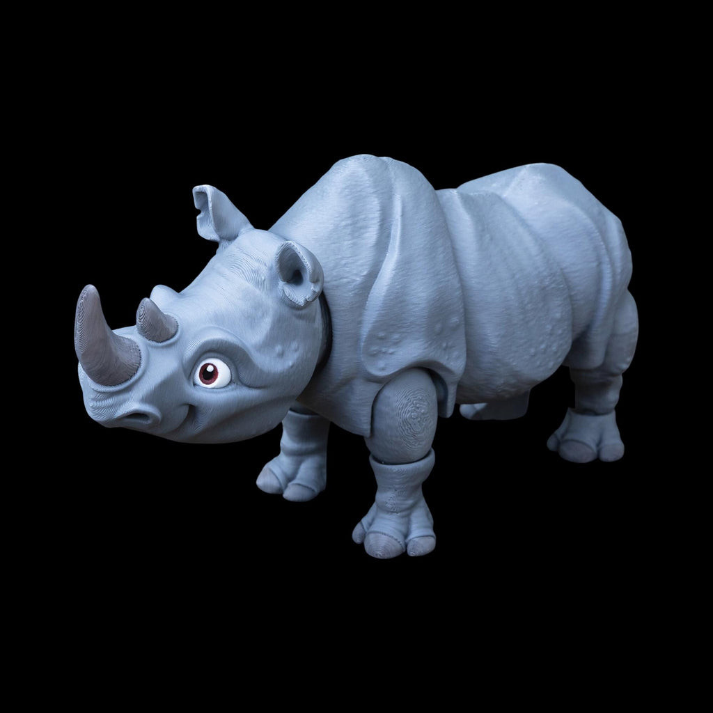 Articulated Rhinoceros Toy Animal Figure Joint Design Desk Decoration Display Piece Collectible Item Grey Model Safari Movable Sculpture