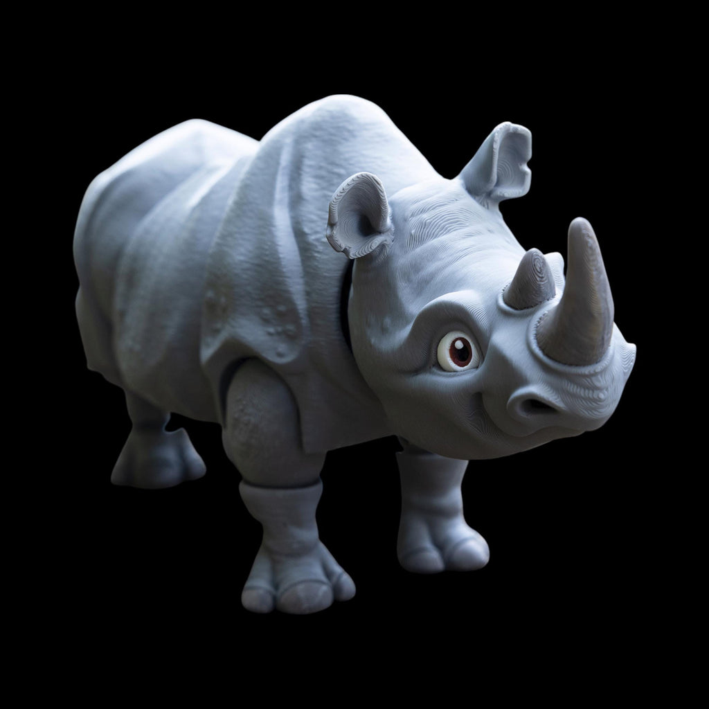 Articulated Rhinoceros Toy Animal Figure Joint Design Desk Decoration Display Piece Collectible Item Grey Model Safari Movable Sculpture