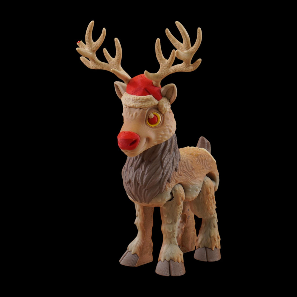 Articulated Reindeer Toy Christmas Decoration Holiday Gift Desk Ornament 3d Printed Flexi Figure Bendable Deer Santa Character Winter