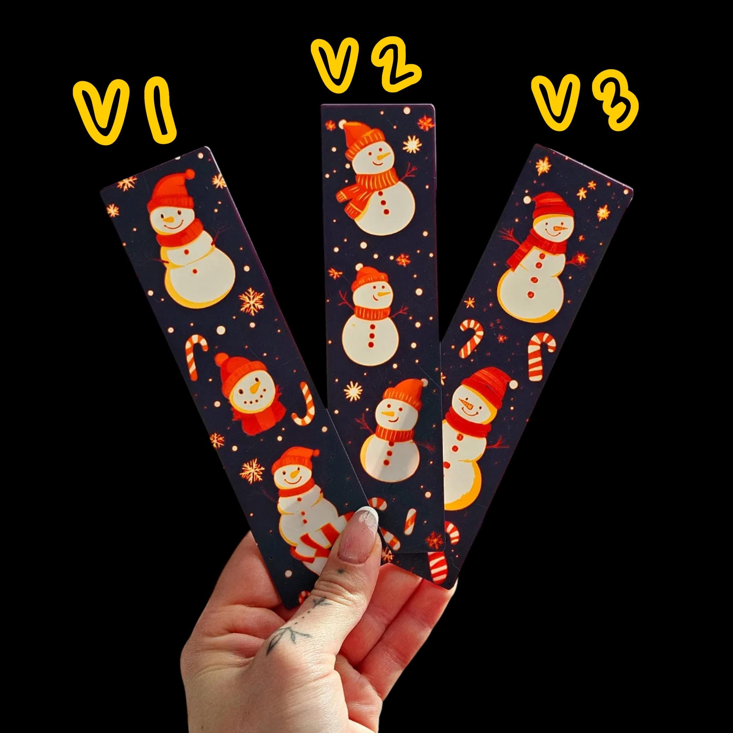 Christmas Snowman Bookmark Winter Reading Accessory Set 3d Printed Design Red White Black