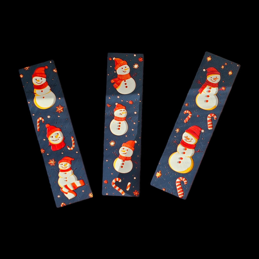 Christmas Snowman Bookmark Winter Reading Accessory Set 3d Printed Design Red White Black
