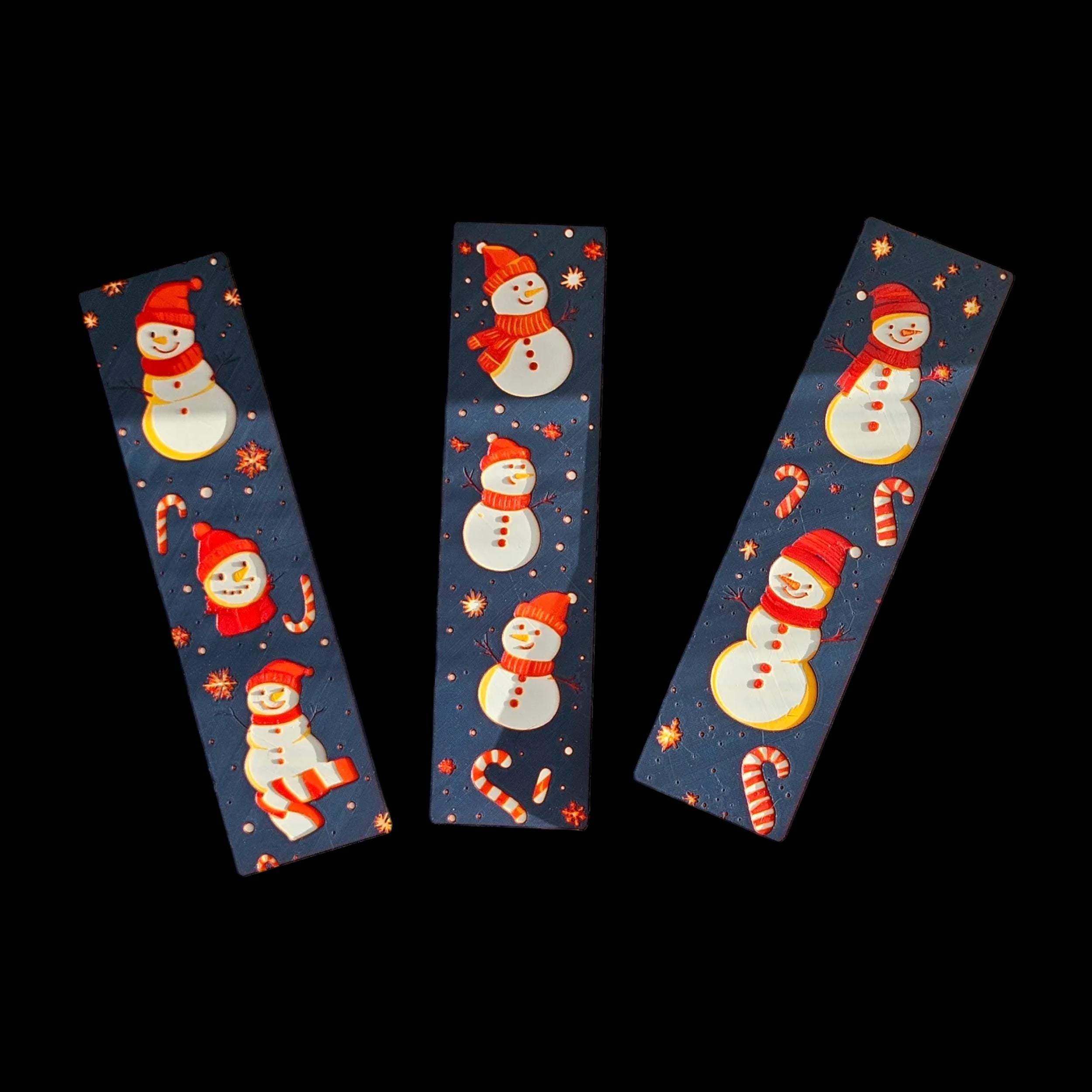 Christmas Snowman Bookmark Winter Reading Accessory Set 3d Printed Design Red White Black