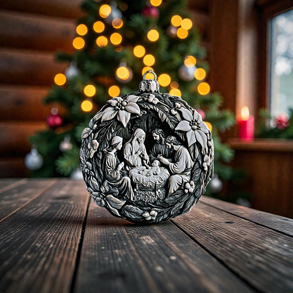 Nativity Christmas Ornament Holy Family Decoration Religious Display Modern Scene Tree Hanging Gift Christian Holiday Minimalist Design