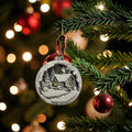 Christmas Ornament Winter Scene Snow Landscape Holiday Decoration Tree Bauble Mountain Cottage Illuminated Windows Pine Gift