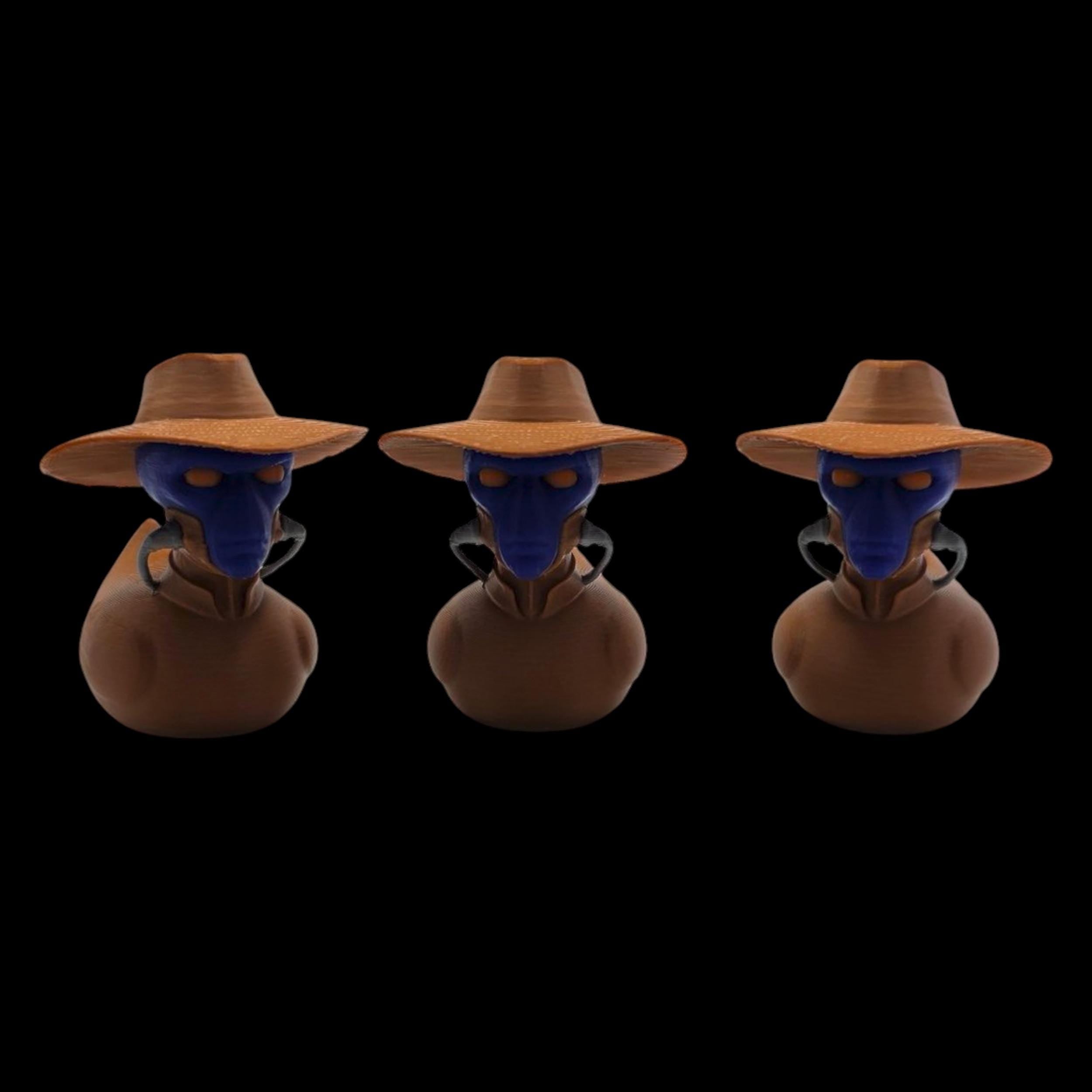 cad bane Inspired duck Star Wars Duck Cad Bane Blue Alien Hat Wearing Mini Collectible Figure Display Desk book of boba fett