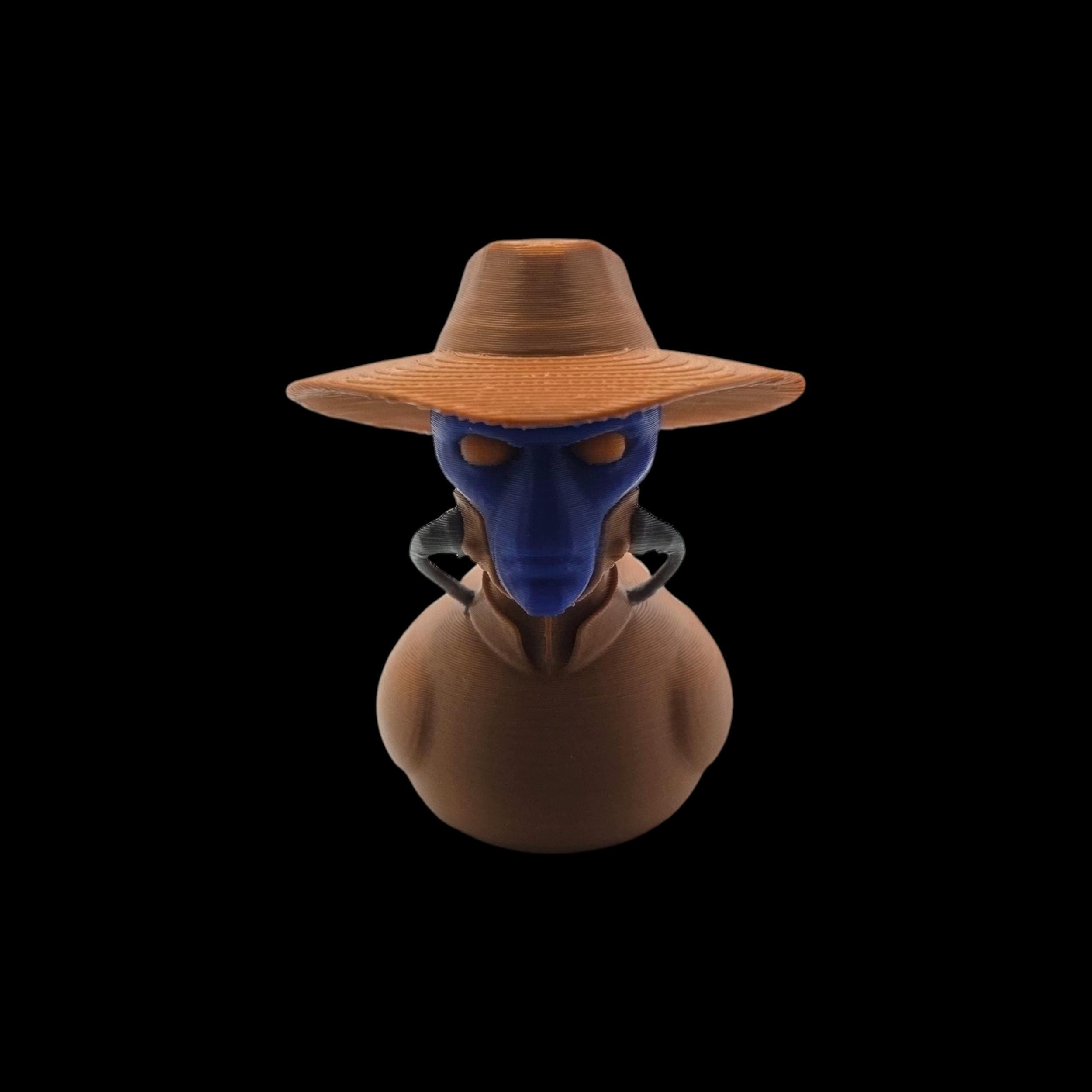 cad bane Inspired duck Star Wars Duck Cad Bane Blue Alien Hat Wearing Mini Collectible Figure Display Desk book of boba fett