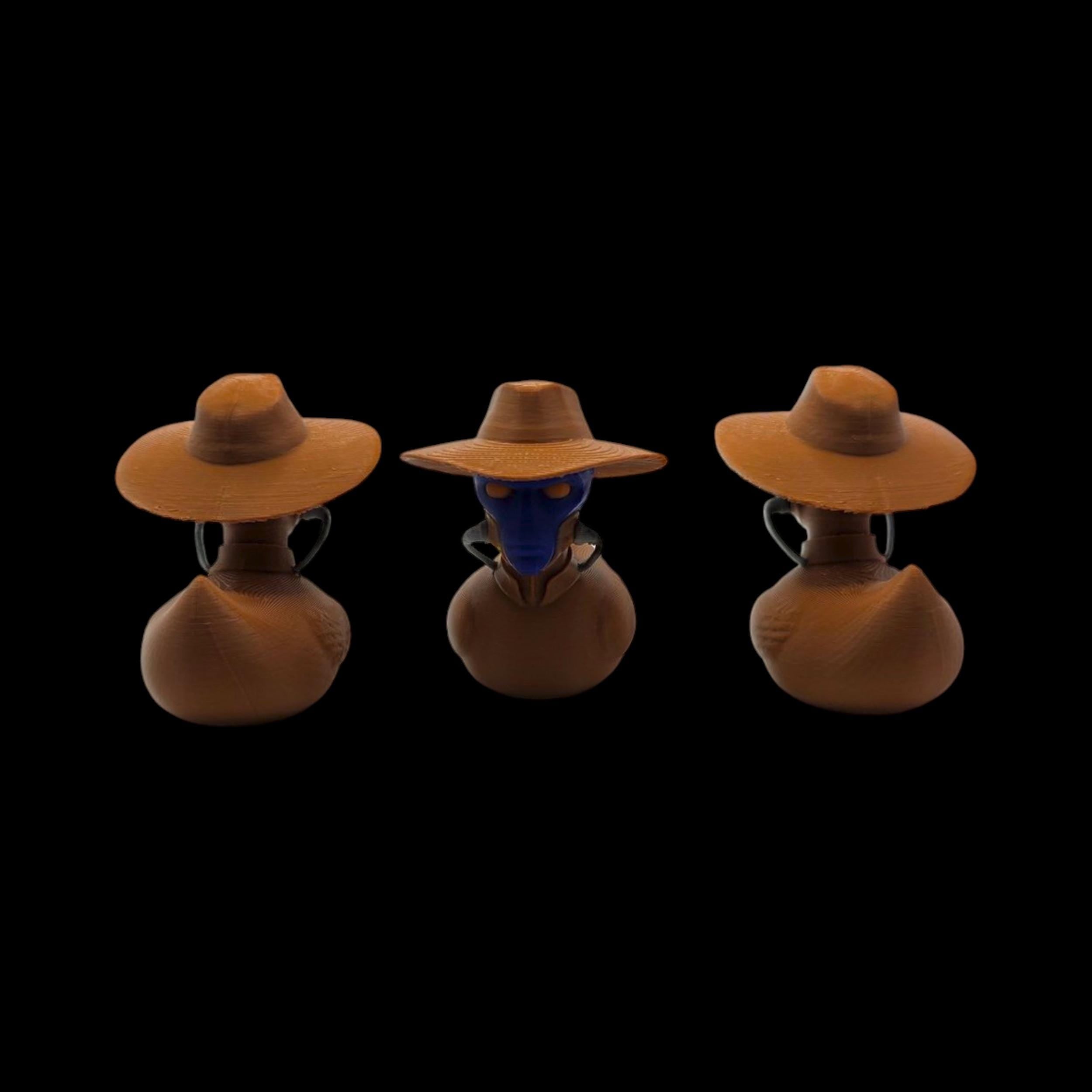 cad bane Inspired duck Star Wars Duck Cad Bane Blue Alien Hat Wearing Mini Collectible Figure Display Desk book of boba fett