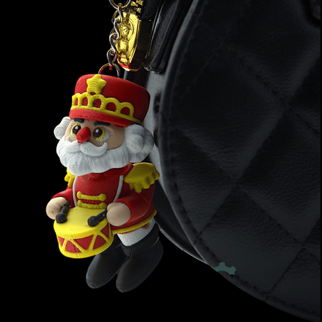 Christmas Red Nutcracker Keychain Articulated Holiday Accessory Santa Figure Movable Design