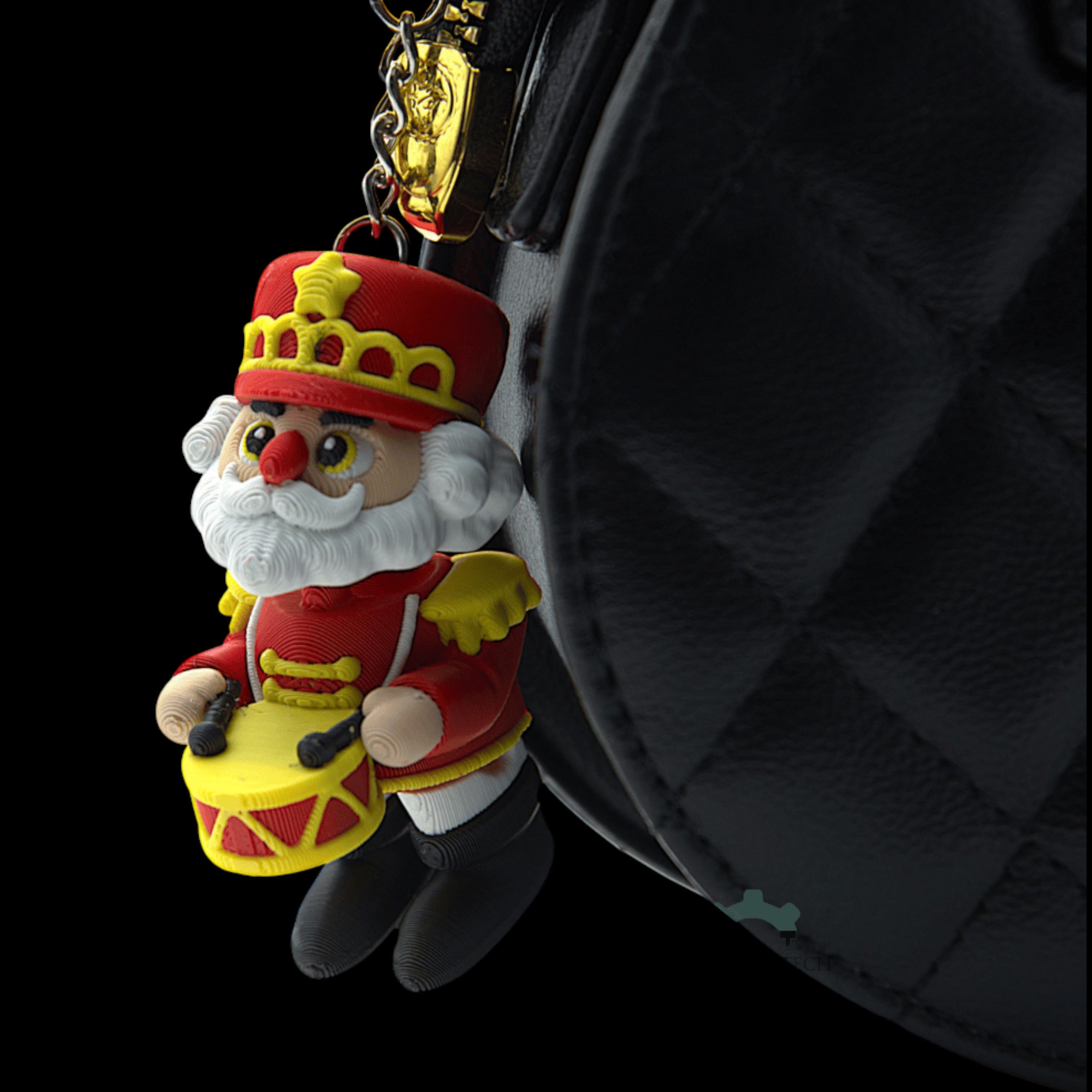 Christmas Red Nutcracker Keychain Articulated Holiday Accessory Santa Figure Movable Design