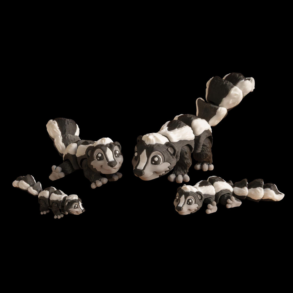 Articulated Skunk Toy Desk Decoration Animal Figure Posable Joints Fidget Stress Relief Sensory Aid Adhd Tool Office Accessory Cartoon Black