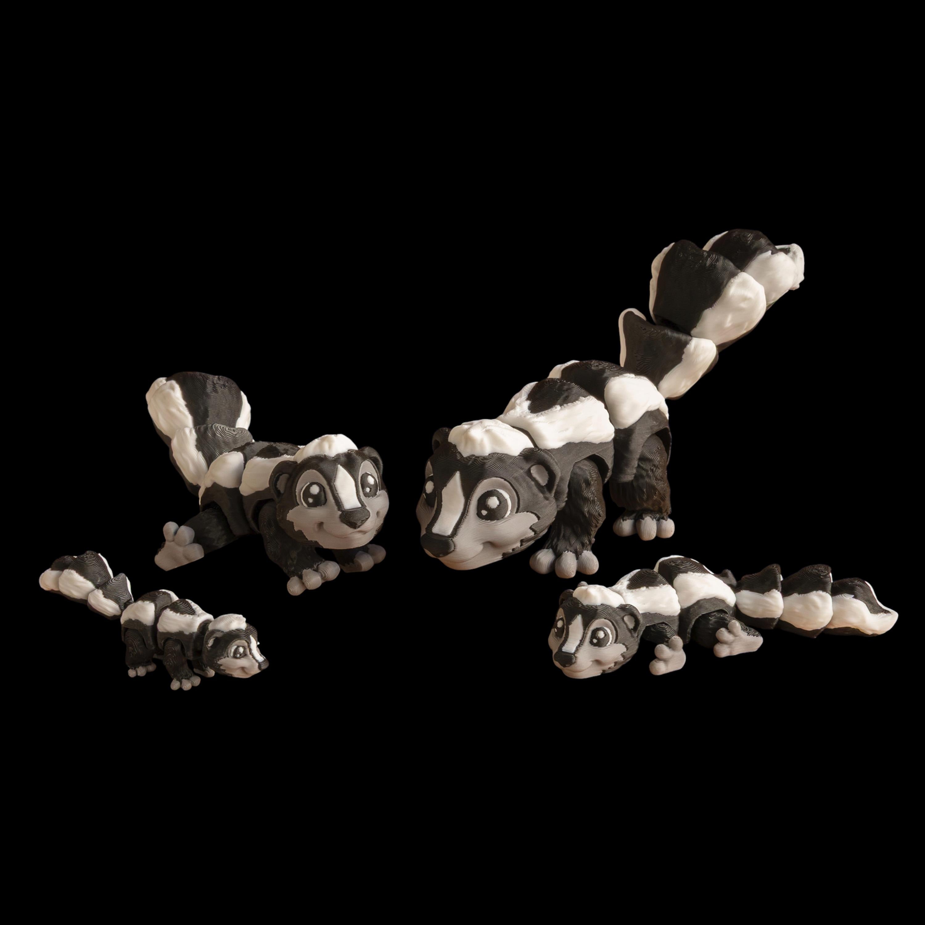 Articulated Skunk Toy Desk Decoration Animal Figure Posable Joints Fidget Stress Relief Sensory Aid Adhd Tool Office Accessory Cartoon Black