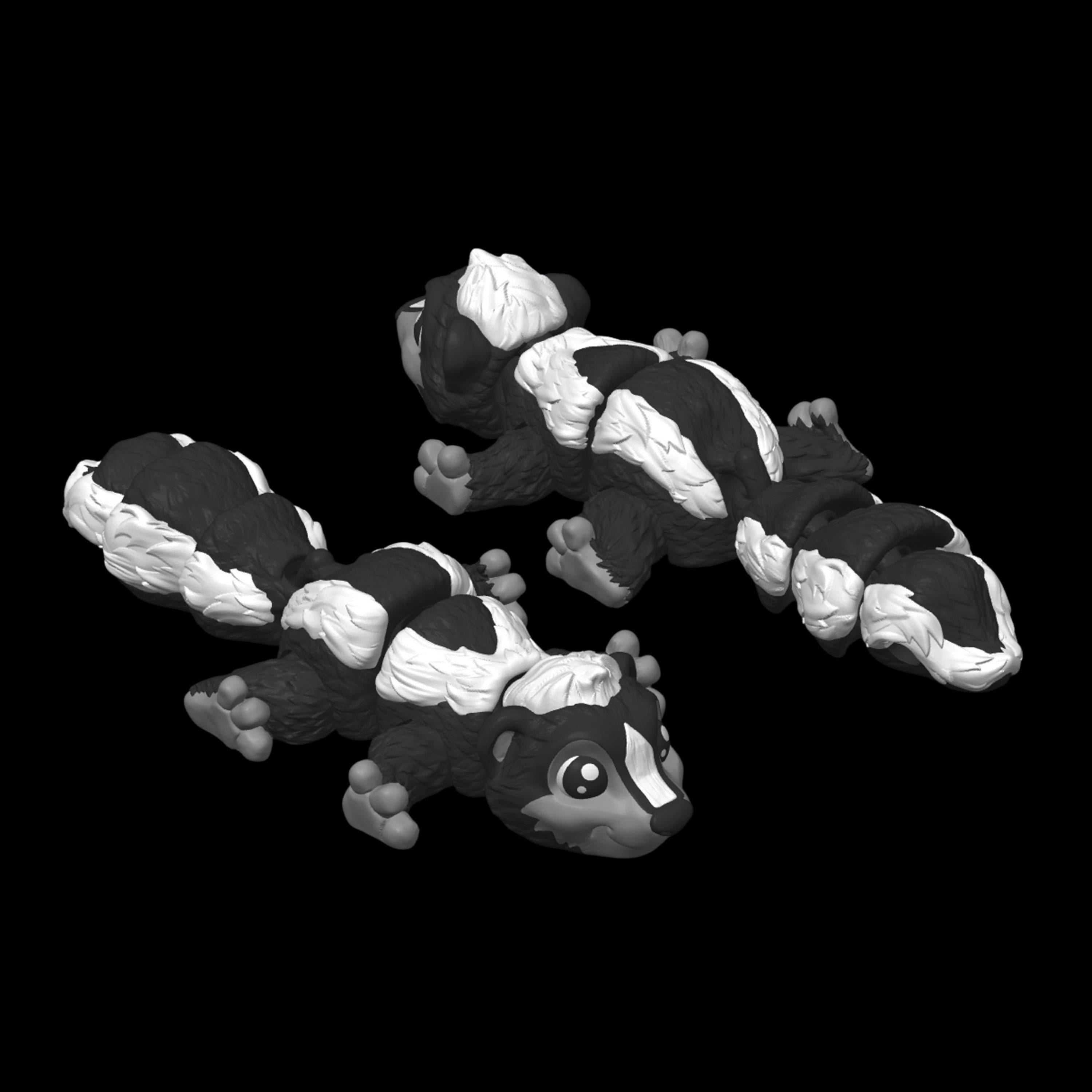 Articulated Skunk Toy Desk Decoration Animal Figure Posable Joints Fidget Stress Relief Sensory Aid Adhd Tool Office Accessory Cartoon Black