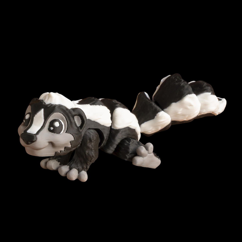 Articulated Skunk Toy Desk Decoration Animal Figure Posable Joints Fidget Stress Relief Sensory Aid Adhd Tool Office Accessory Cartoon Black