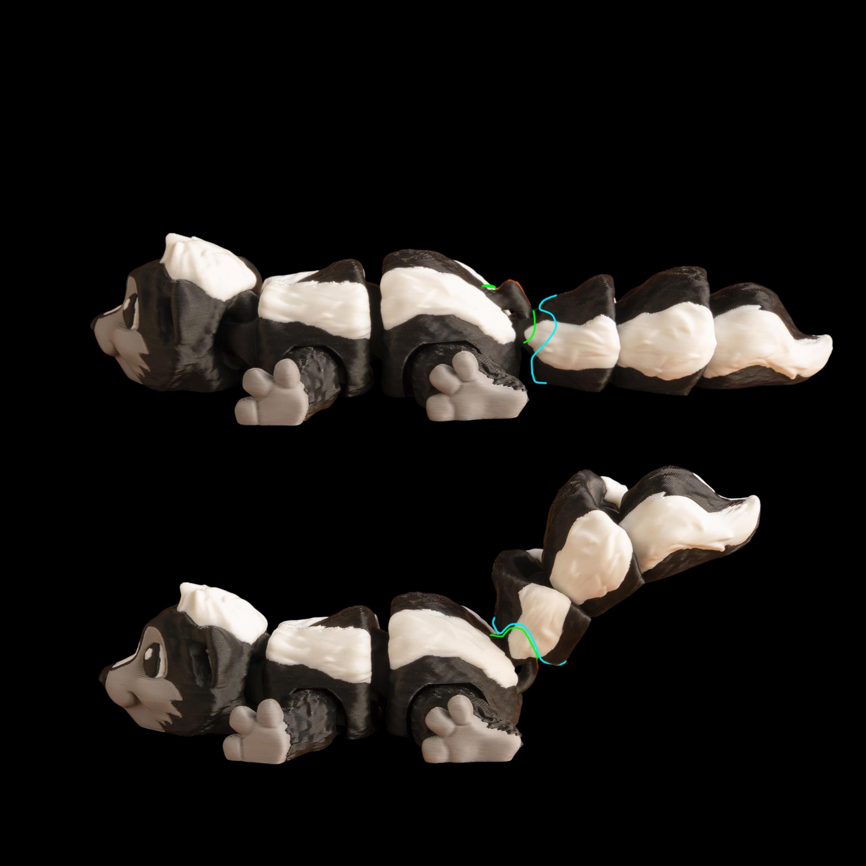 Articulated Skunk Toy Desk Decoration Animal Figure Posable Joints Fidget Stress Relief Sensory Aid Adhd Tool Office Accessory Cartoon Black