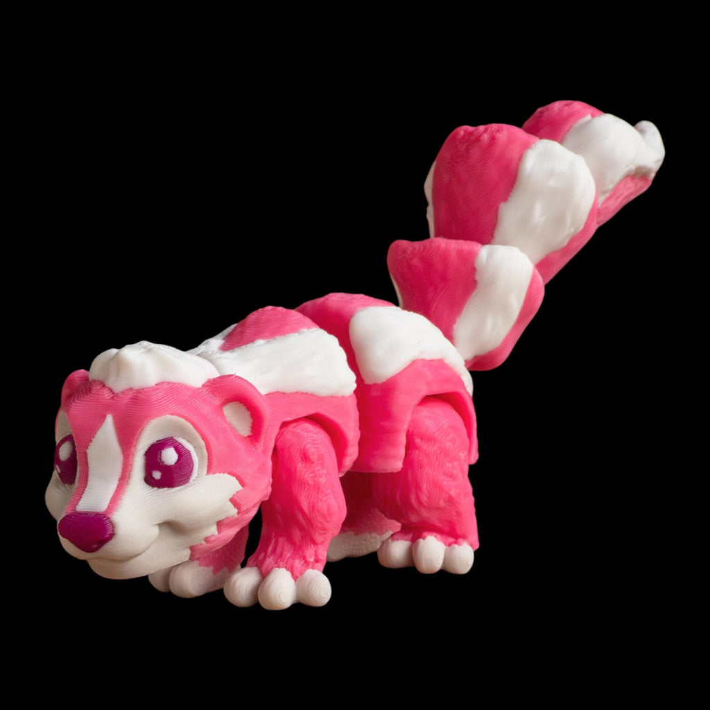 Articulated Skunk Toy Desk Decoration Animal Figure Posable Joints Fidget Stress Relief Sensory Aid Adhd Tool Office Accessory Cartoon Black