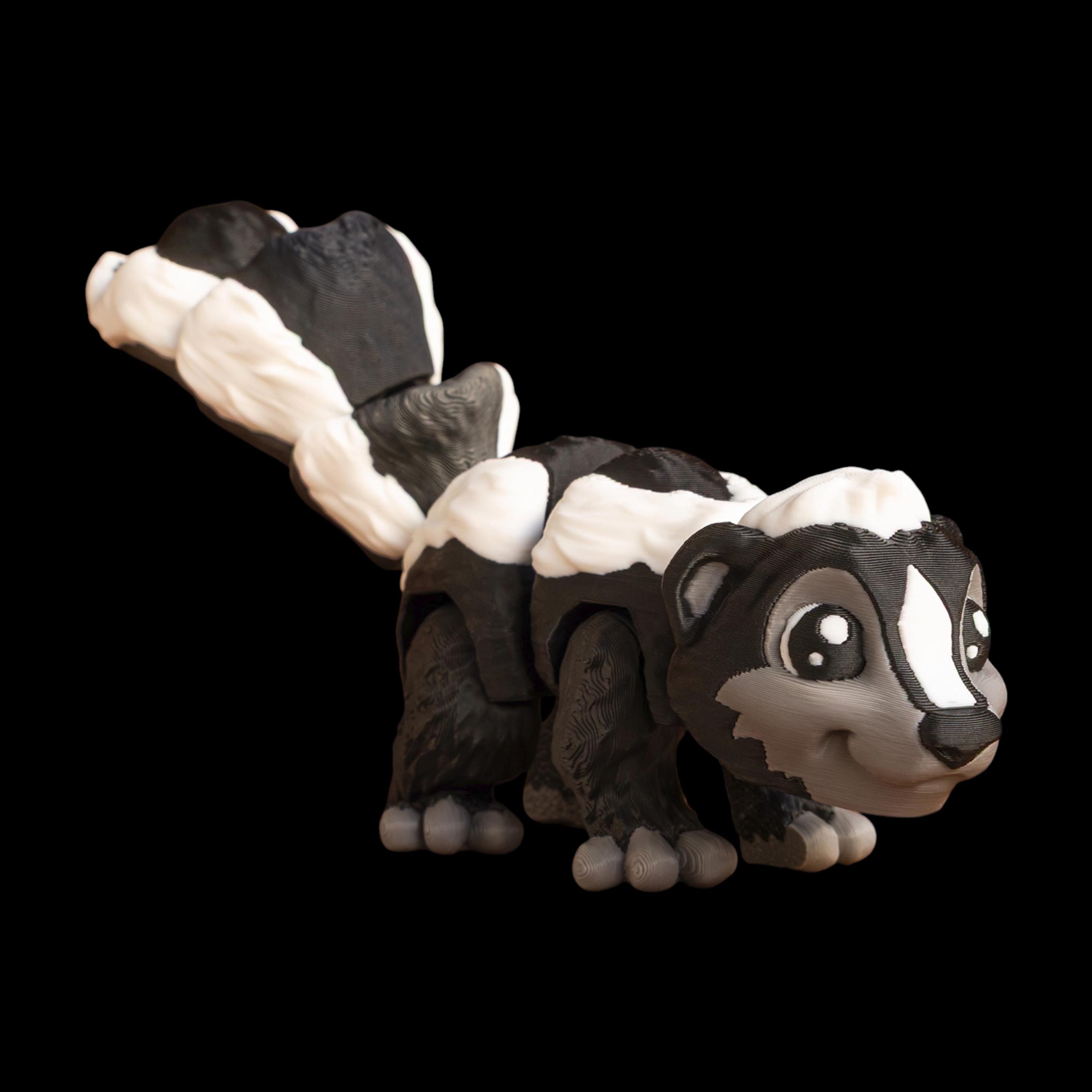 Articulated Skunk Toy Desk Decoration Animal Figure Posable Joints Fidget Stress Relief Sensory Aid Adhd Tool Office Accessory Cartoon Black